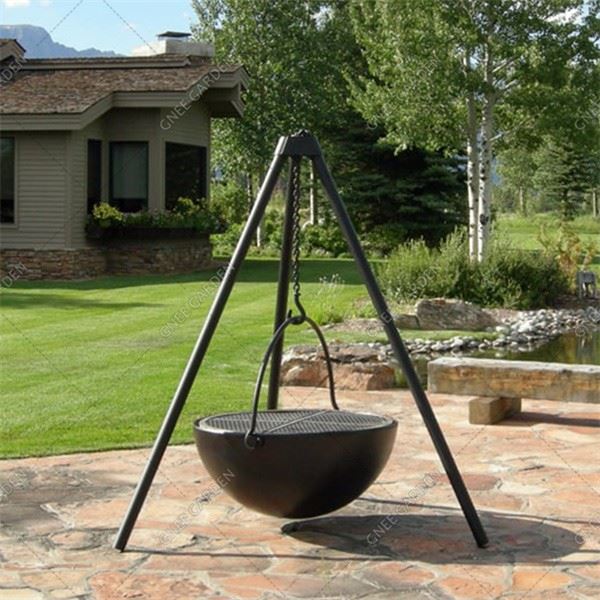 Corten Steel Fire Bowl Barbecue With Grill Ring/Cooking Ledge in Stainless Steel