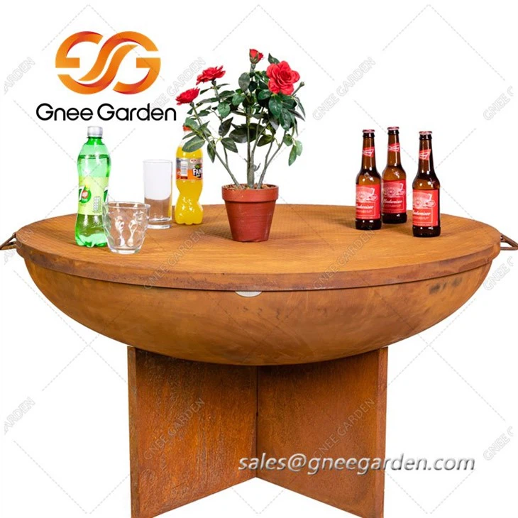 Weathering Steel outside fire pit burner4