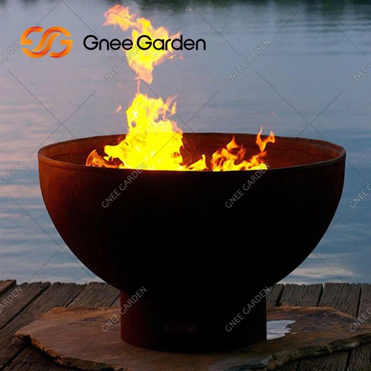 Braciere da giardino ad acqua in acciaio corten di grandi dimensioni e resistente