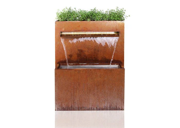 Grandi giochi d'acqua da giardino con fontana in acciaio Corten con cascata