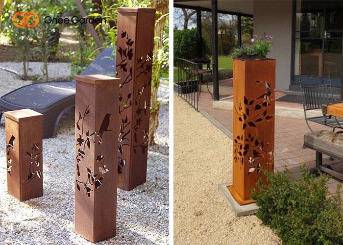Laser Cut Garden Decorative Corten Steel Metal Lantern