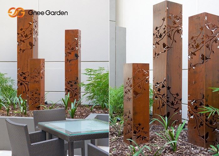 Laser Cut Garden Decorative Corten Steel Metal Lantern