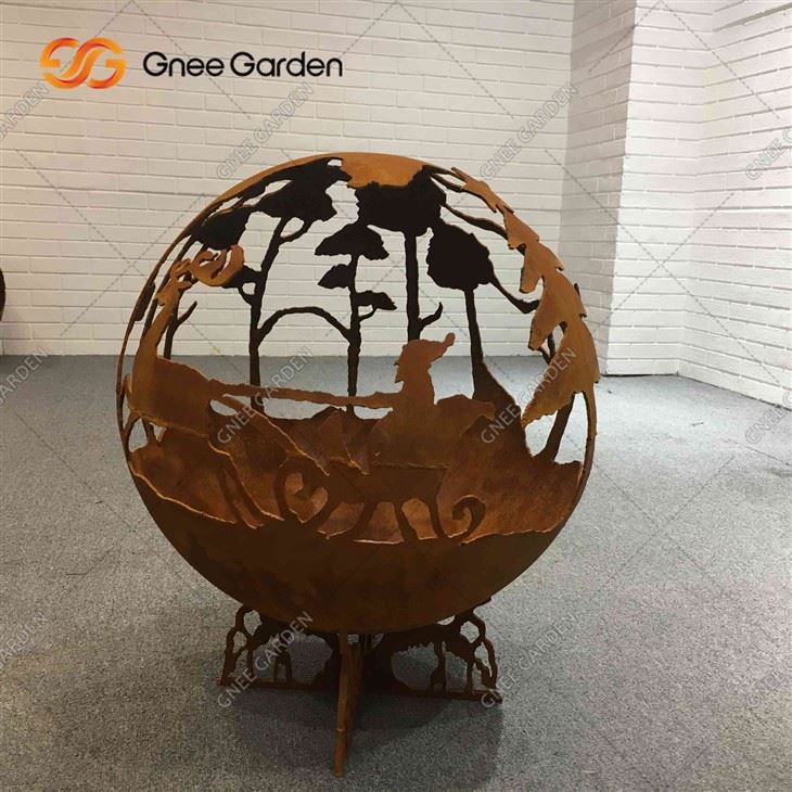 Laser Cut Warming Corten Outdoor Fire Pit Ball