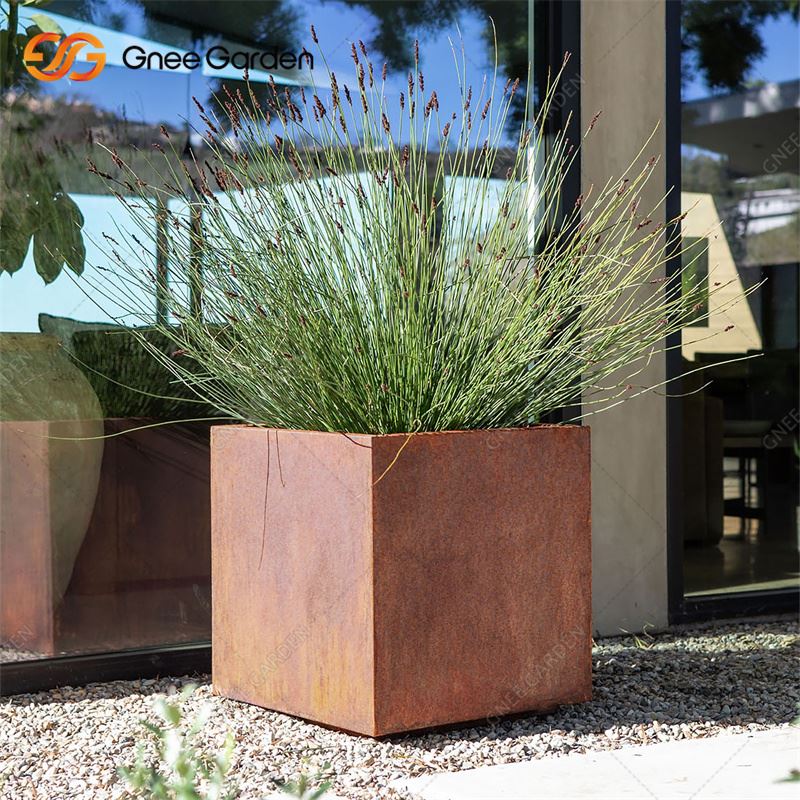 Fioriere per vasi da fiori in acciaio corten arrugginito