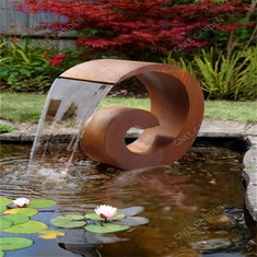 Fontana da giardino con ciotola per acqua rotonda in acciaio corten da 100 cm