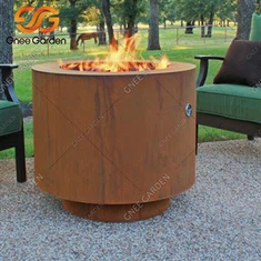 Braciere rotondo a gas in acciaio resistente agli agenti atmosferici