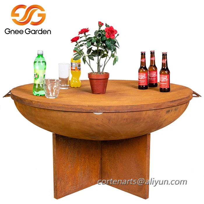 Corten Steel fire pit and bbq