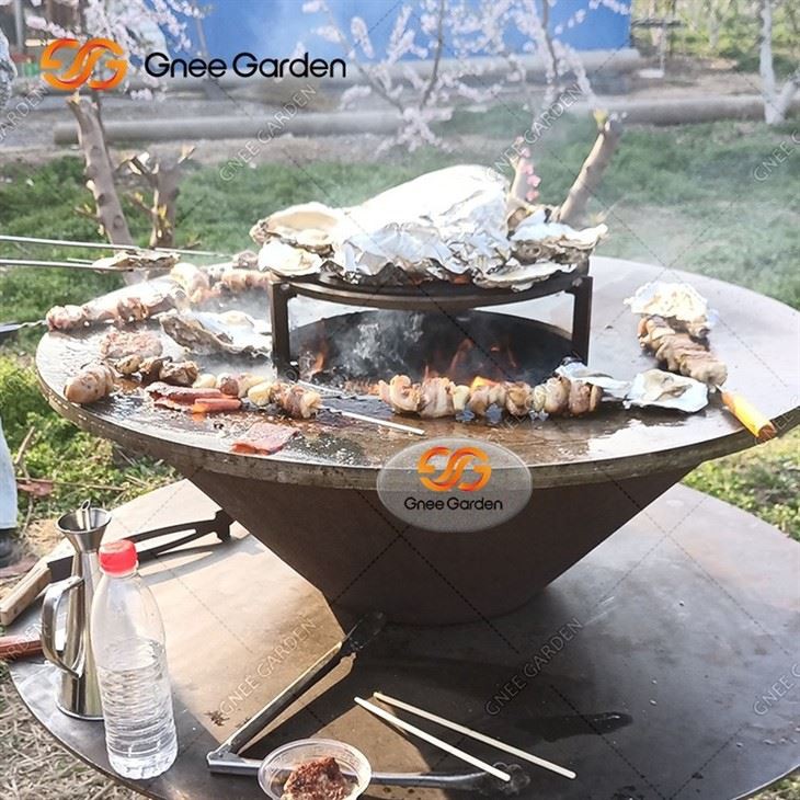 Woodburning Corten Steel BBQ Grill Barbecue
