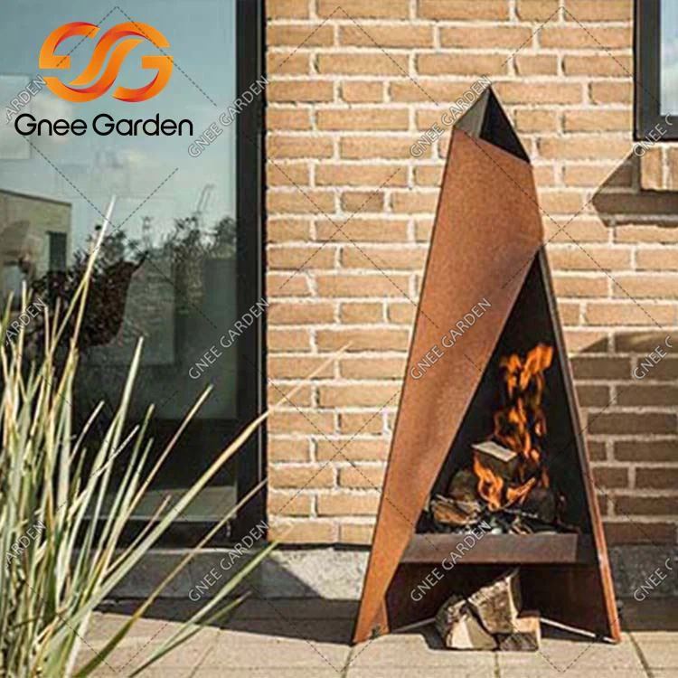 Camino da esterno indipendente in acciaio Corten a legna Chiminea