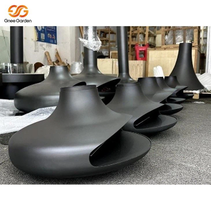 modern hanging ceiling mounted fireplace