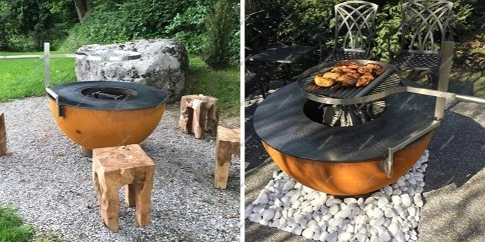 Corten Steel charcoal barbecue grill Corten Steel charcoal barbecue grill
