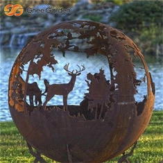 Elegante sfera di fuoco Corten per arredamento per patio